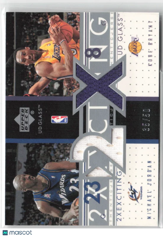 2002 UD Glass Michael Jordan / Kobe Bryant Exciting Dual Jersey 35/50 #2X-MJ/KB