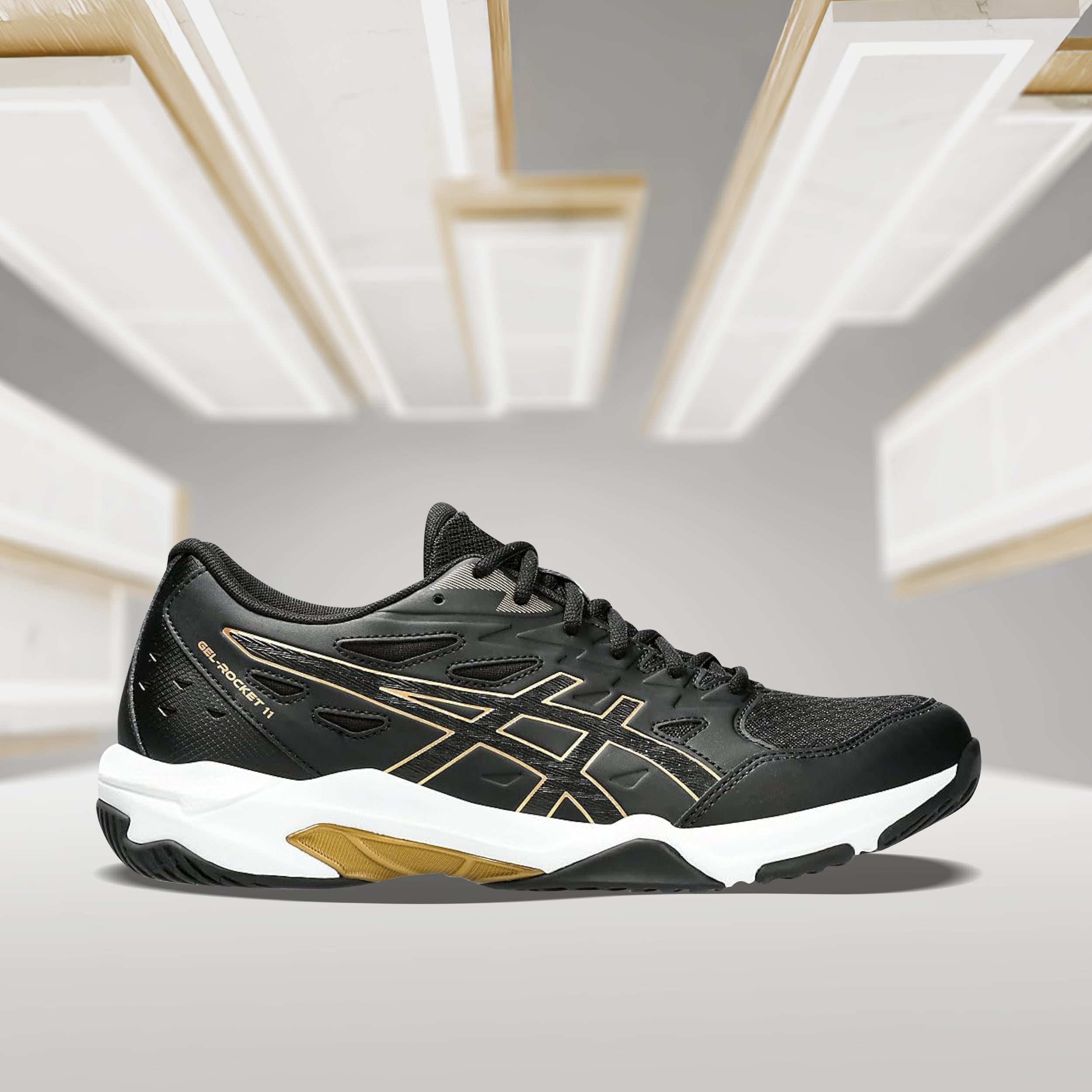 Asics Gel Rocket 11 (Black/ Pure Gold) Badminton Shoes