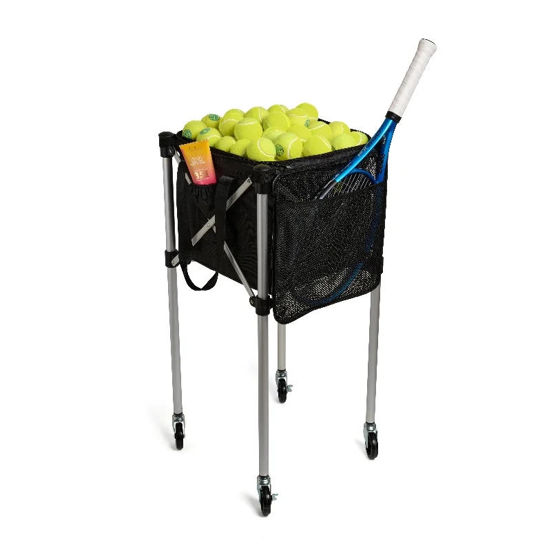 Ball Tote & Cart - Portable Teaching Cart with Black Ball Tote Bag for Tennis and Pickleball Pros