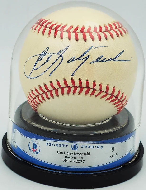 Carl Yastrzemski Autographed Official AL Baseball Boston Red Sox Auto Grade Mint 9 Beckett BAS #17042277