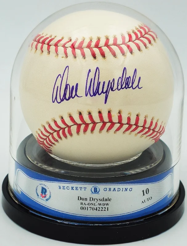 Don Drysdale Autographed Official NL Baseball Los Angeles Dodgers Auto Grade Gem Mint 10 Beckett BAS #17042221