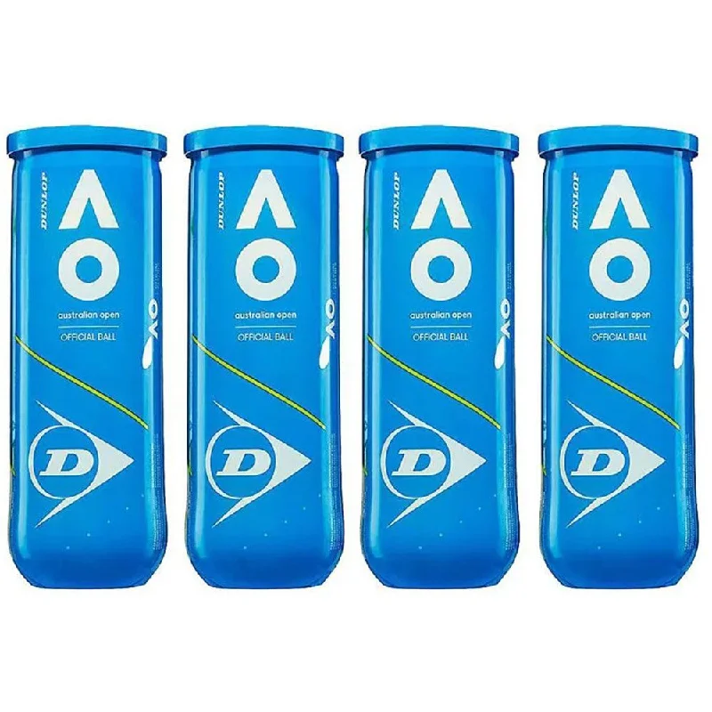 Dunlop Australian Open Tennis Ball Pack of 4 cans (12 balls)| Official Grand Slam Quality