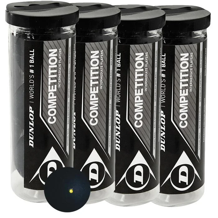 Dunlop Competition Squash Balls 2014 - 1 dozen (4 x3 Ball Tube)