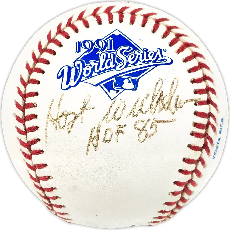 Hoyt Wilhelm Autographed Official 1991 World Series Logo MLB Baseball New York Giants "HOF 85" JSA #DD61294