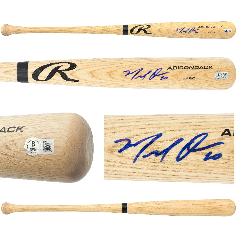 Marcell Ozuna Autographed Blonde Rawlings Adirondack Baseball Bat Atlanta Braves Beckett BAS Witness Stock #234048