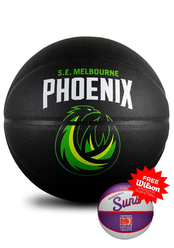 Spalding Hardwood Series SE Melbourne Phoenix Basketball with FREE Wilson NBA Phoenix Suns Team Mini Basketball  <br> 6067/NBL/SE