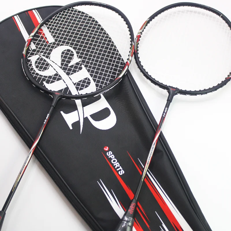 SPP 2 Player Strung Badminton Rackets SPP 01 with a Free Full Cove Black