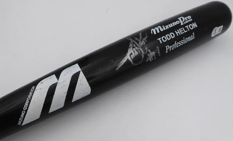 Todd Helton Autographed Game Model Mizuno Bat Colorado Rockies Beckett BAS QR #BM02118