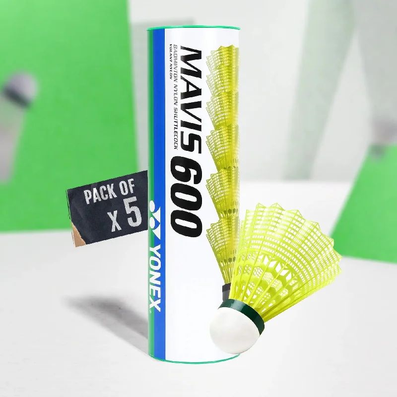 Yonex Mavis 600 (Pack Of 5) Nylon Badminton Shuttlecock (Green Pack)