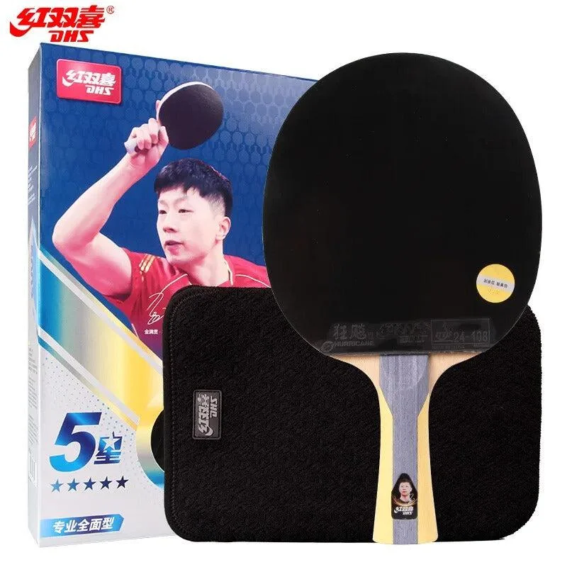 DHS 5-Star 5002 Professional Table Tennis Bat Hurricane 3 Rubbers + Case