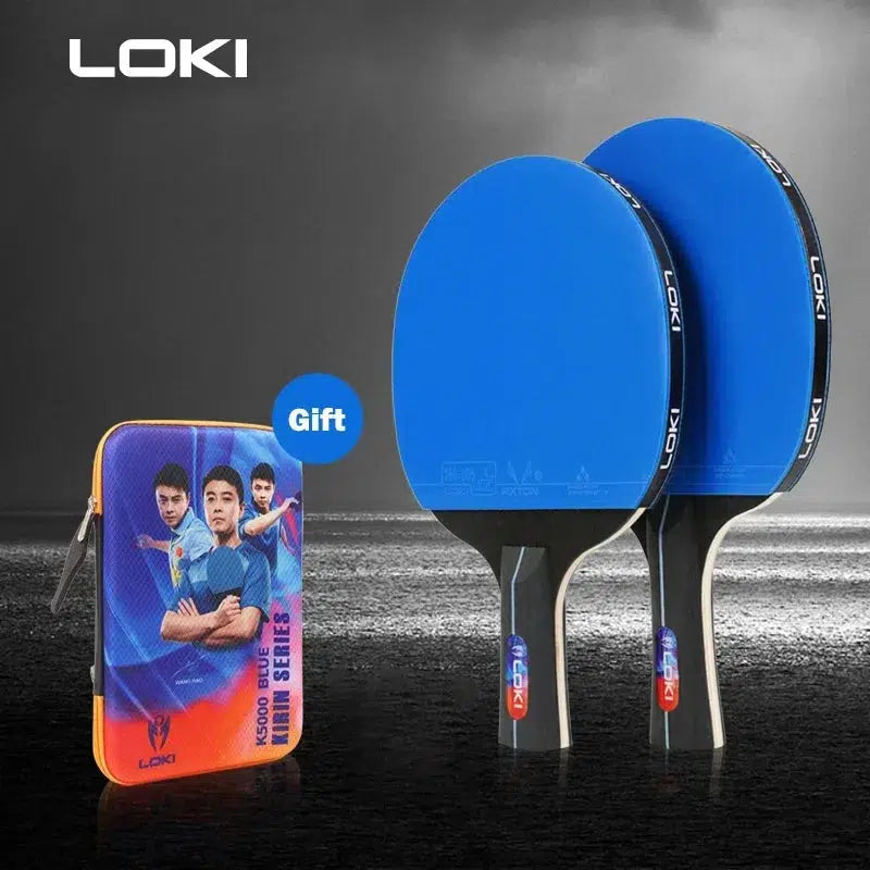 LOKI K5000 Table Tennis Bats x 2 with Blue Rubber