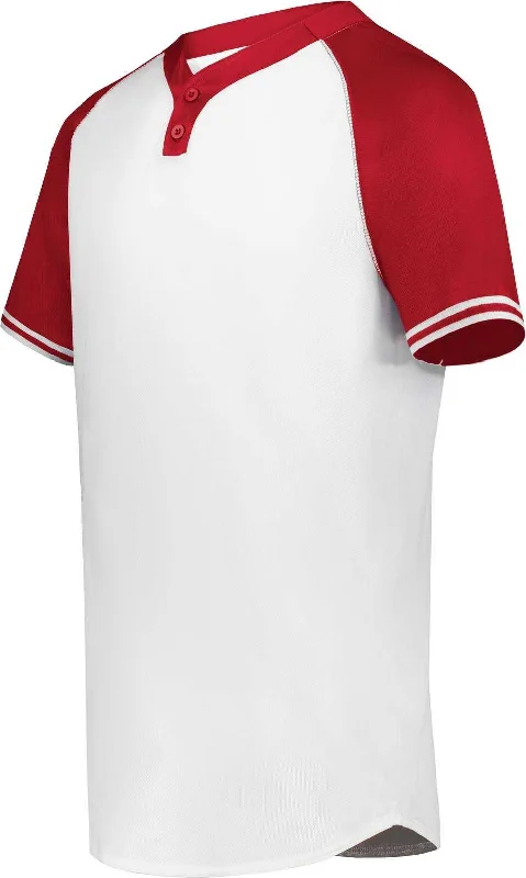 Augusta 6905 Cutter+ Henley Jersey - White Scarlet