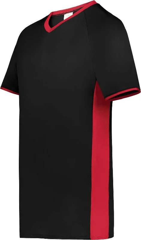 Augusta 6907 Cutter+ V-Neck Jersey - Black Scarlet