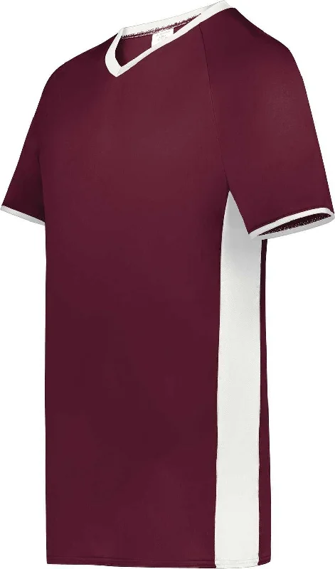 Augusta 6907 Cutter+ V-Neck Jersey - Maroon White