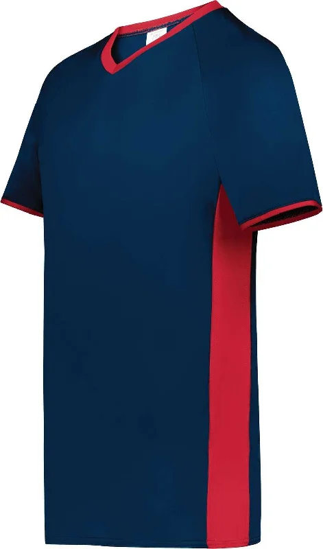 Augusta 6907 Cutter+ V-Neck Jersey - Navy Scarlet