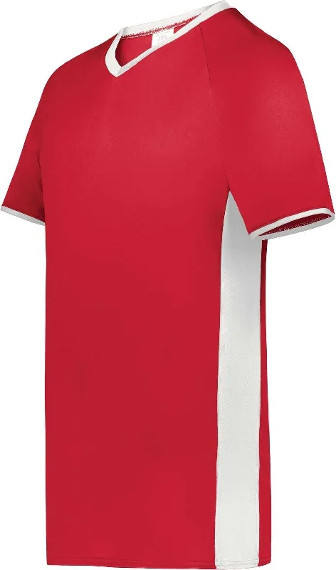 Augusta 6907 Cutter+ V-Neck Jersey - Scarlet White