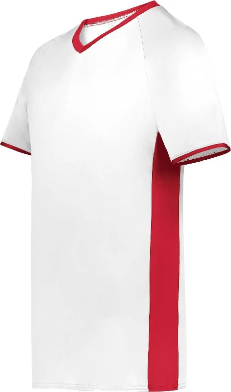 Augusta 6907 Cutter+ V-Neck Jersey - White Scarlet