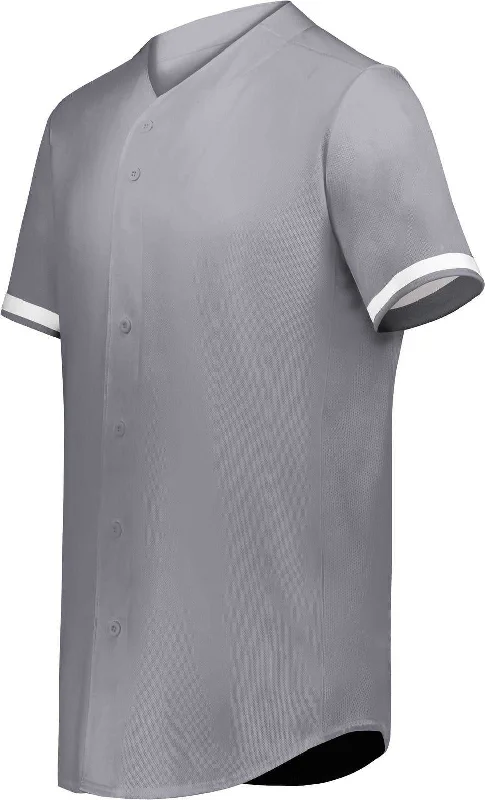 Augusta 6909 Cutter+ Full Button Baseball Jersey - Graphite White