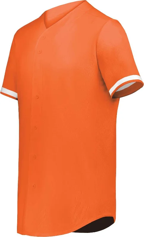 Augusta 6909 Cutter+ Full Button Baseball Jersey - Orange White