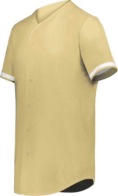 Augusta 6909 Cutter+ Full Button Baseball Jersey - Vegas Gold White