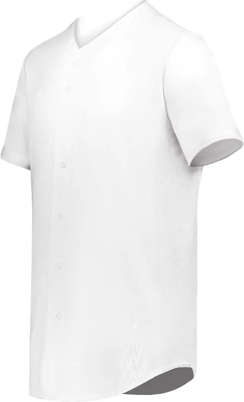 Augusta 6909 Cutter+ Full Button Baseball Jersey - White