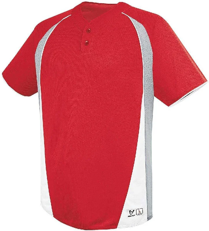 High Five 312120 Ace Two Button Jersey  Adult  - Scarlet Silver Gray Wh