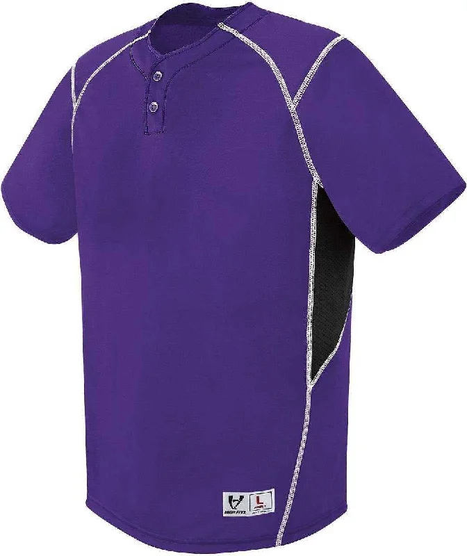 High Five 312210 Adult Bandit 2 Button Jersey  - Purple Black White