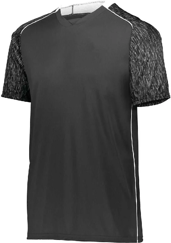 High Five 322941 Youth Hawthorn Soccer Jersey - Black Black Print White