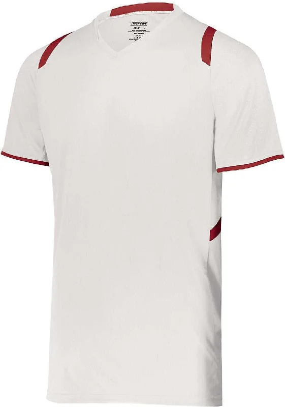 High Five 322960 Millennium Soccer Jersey - White Scarlet