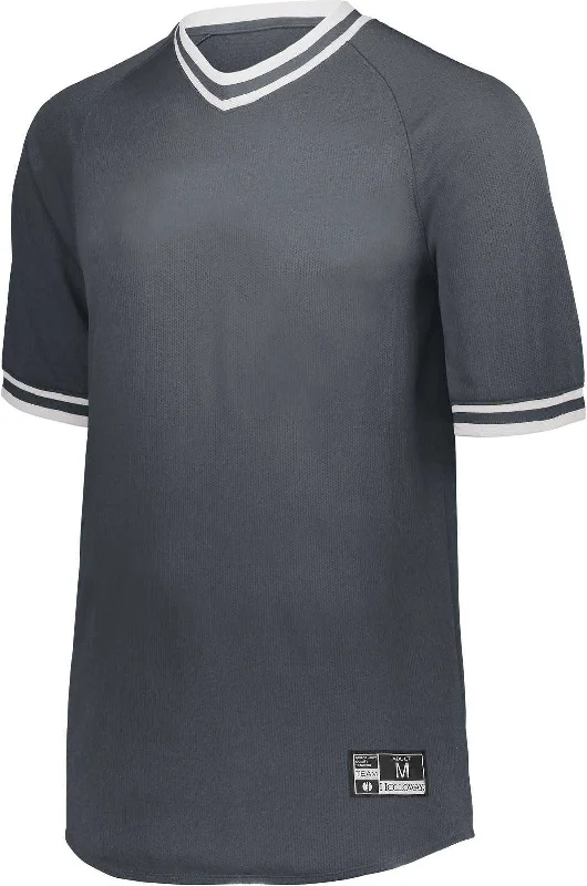 Holloway 221021 Retro V-Neck Baseball Jersey - Graphite White