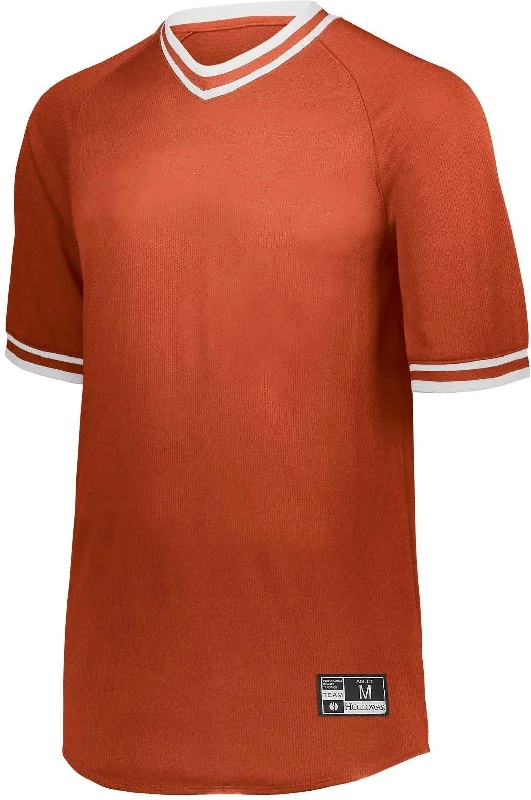 Holloway 221021 Retro V-Neck Baseball Jersey - Orange White