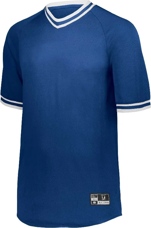 Holloway 221021 Retro V-Neck Baseball Jersey - Royal White