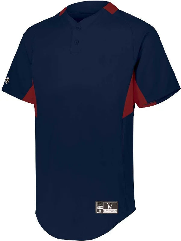 Holloway 221024 Game7 Two-Button Baseball Jersey - Navy Scarlet