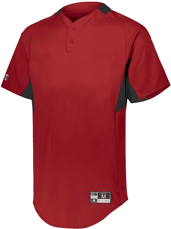 Holloway 221024 Game7 Two-Button Baseball Jersey - Scarlet Black