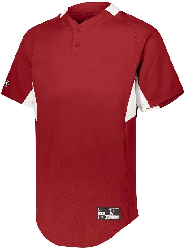 Holloway 221024 Game7 Two-Button Baseball Jersey - Scarlet White