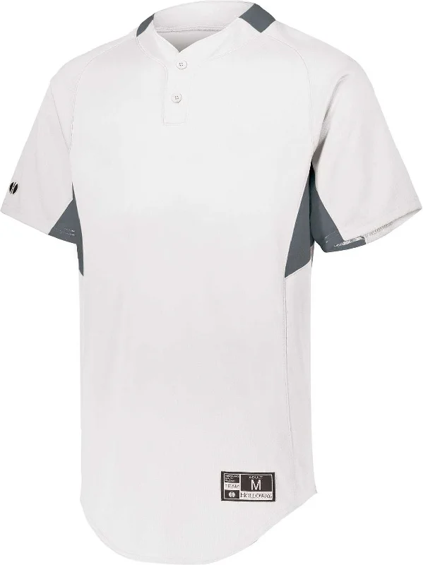 Holloway 221024 Game7 Two-Button Baseball Jersey - White Graphite