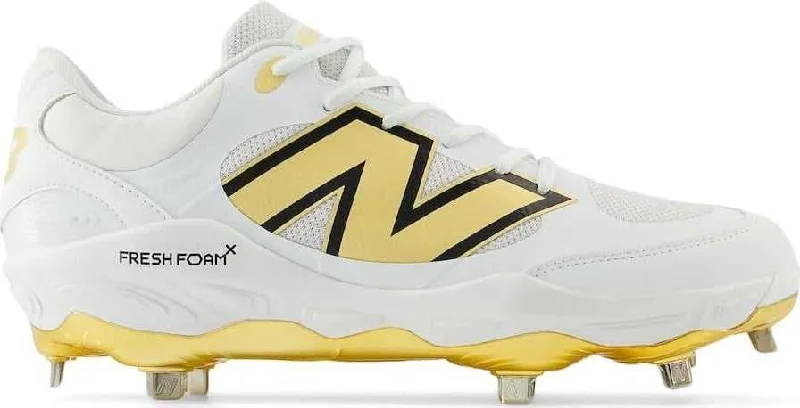 New Balance 3000v7 Fresh Foam X Metal Cleats - White Gold