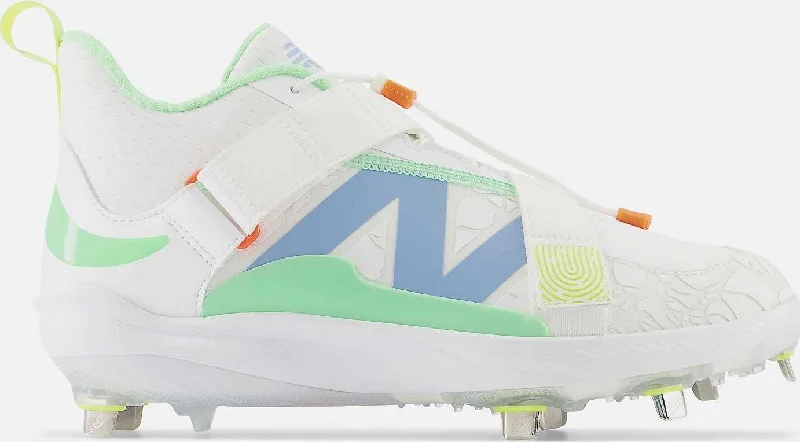 New Balance FuelCell Lindor 2 Baseball Metal Cleats - White Green Blue