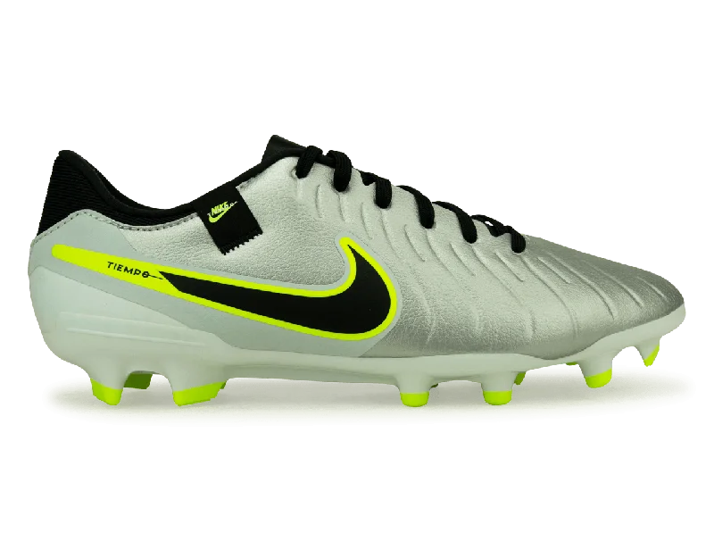 Nike Men's Tiempo Legend 10 Academy FG/MG Silver/Black/Volt