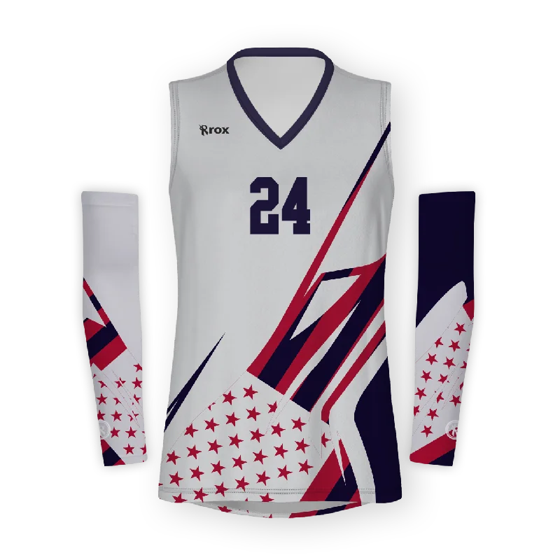 Patriot Women's Sleeveless with Sleeves Sublimated Volleyball Jersey